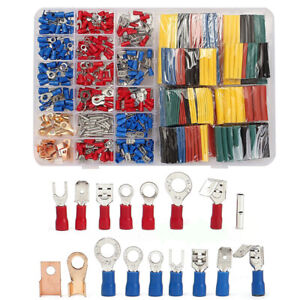 Terminal Crimp Connectors - 678Pcs Electrical Wire Crimping Set Assorted & Heat Shrink Tubing Sleeving Cable & Terminals Electric Copper Spade Ring Bullet Butt Fork Connector(Copper)
