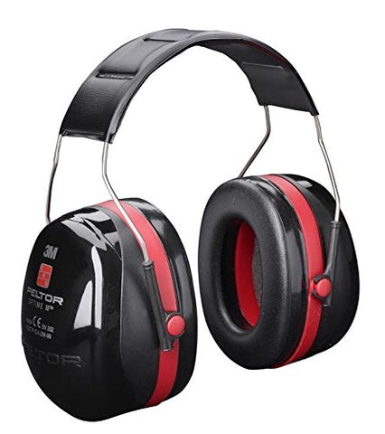 3M Optime III Headband Ear Muffs - Black/Red